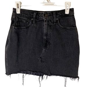 Abercrombie & Fitch Ultra High Rise Curve Love Distressed Black Denim Mini Skirt